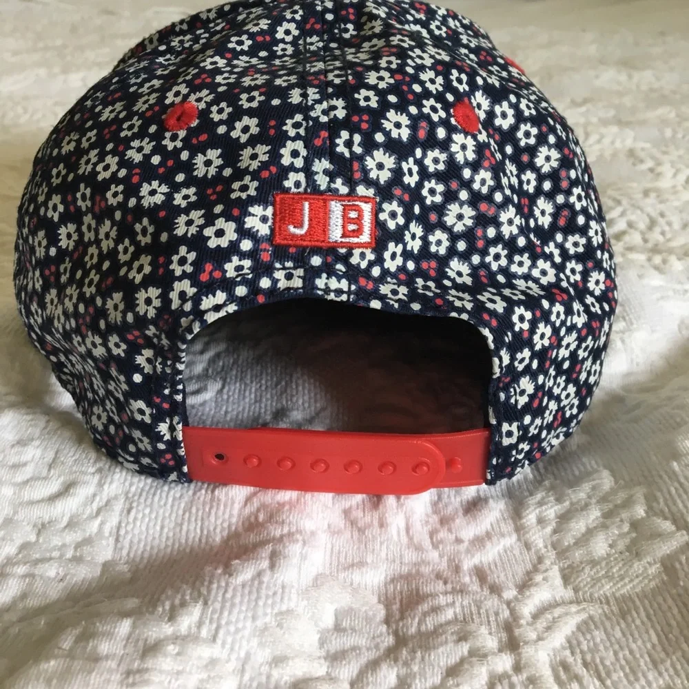 Justin Bieber Navy Floral Snapback Hat with Red Patch